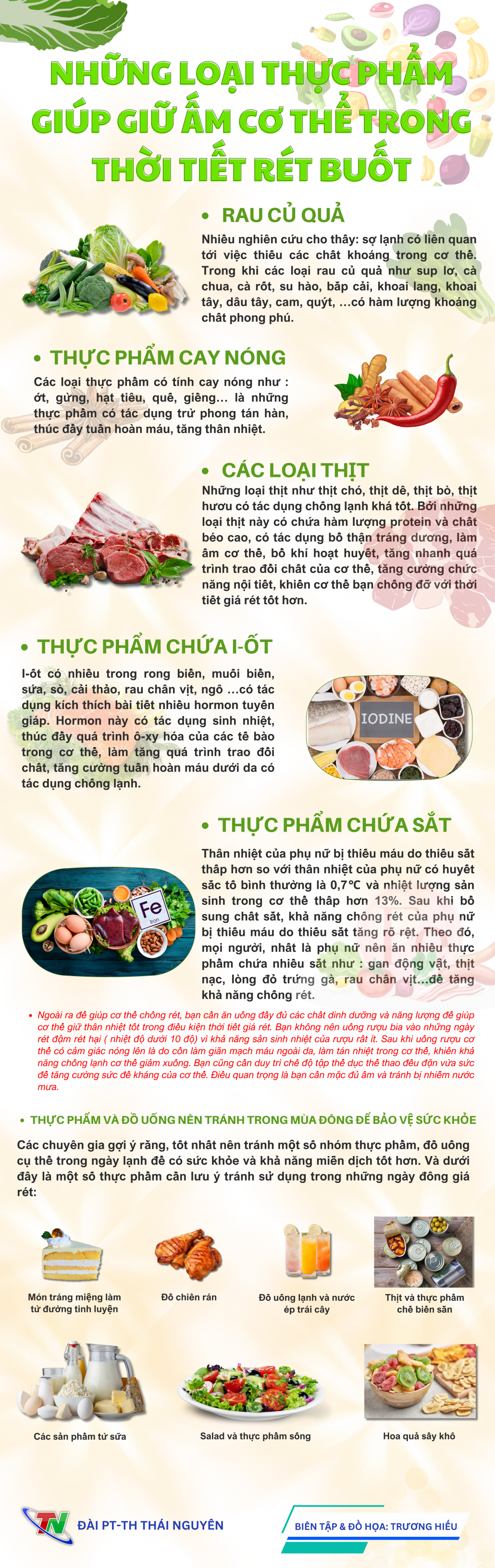 [Infographic] Những loại thực phẩm giúp giữ ấm cơ thể trong thời tiết rét buốt